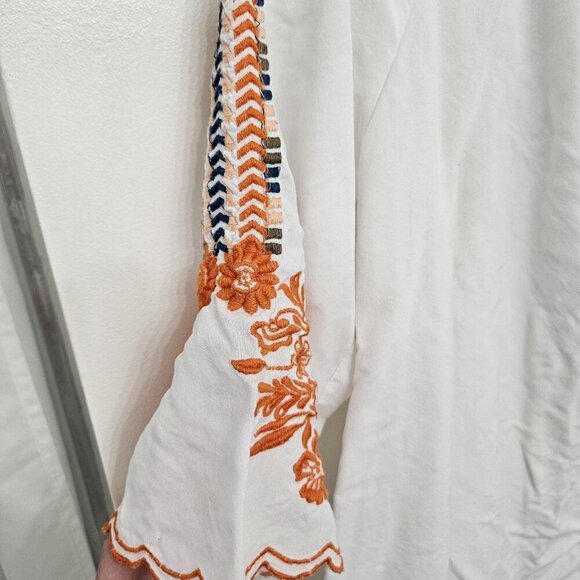 C/C Chic Connection White Embroidered Boho Peasant Bell Sleeve Dress S - Picture 8 of 11
